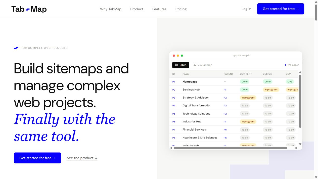 TabMap website preview